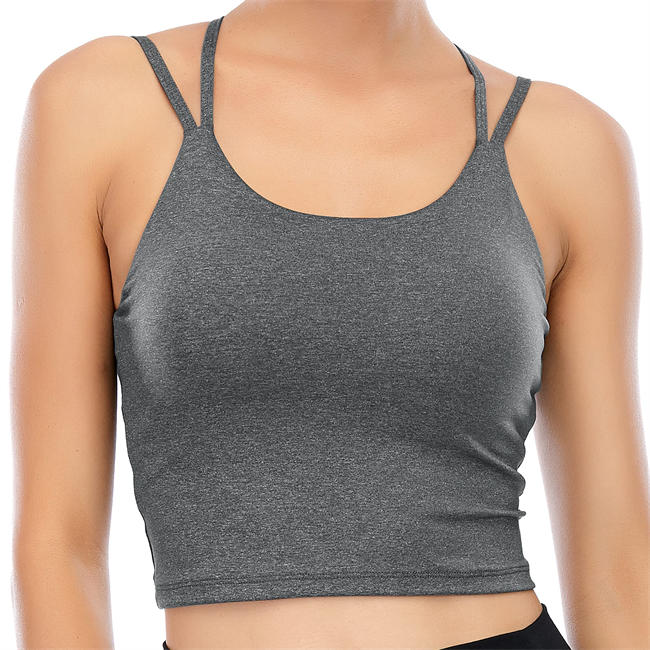 Womens Padded Sports Bra Fitness Workout Running Camisole Crop Top with Built in Bra